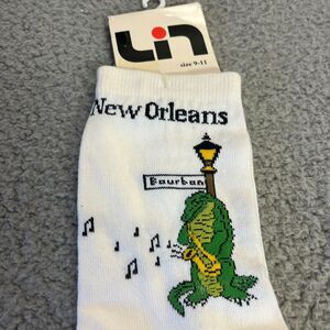 VINTAGE ORLEANS French Quarter Sock 9-11 Aligator Bourbon Street Notes Saxophone